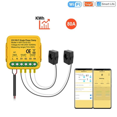 Leyfeng Tuya WiFi Smart Home Energy Monitor 2.4GHZ Smart Energy Meter Single Phase Consumption