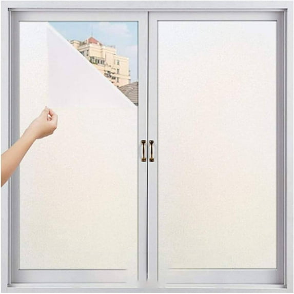 Leyfeng Window Privacy Film with Installation Tools, Frosted Glass Window Film,Heat Blocking Static Clings Reusable Frosting Window Film for Bathroom Home Office,17.5 Inch X 6.5 Feet