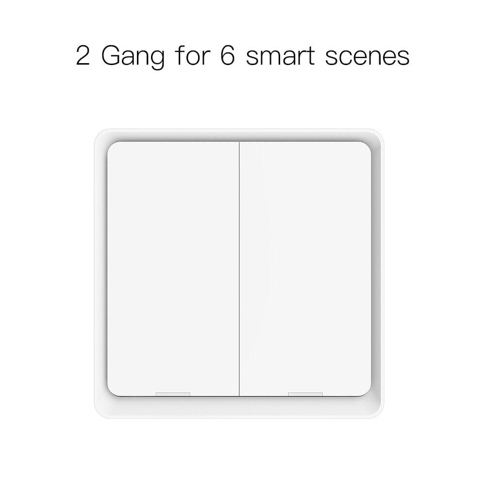 Leyfeng Wireless Scene Switch Push Button Smart Switch Wall Panel Battery Powered Tuya/ Smart Life APP Remote Control for Smart Home Devices(ZigBee Hub Required), White 2 Gang