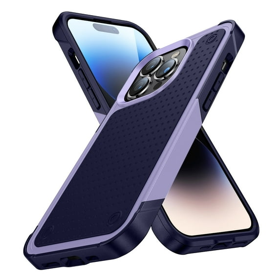Leyi for Case iPhone 15 pro max, 4 Corners with Airbags, Non-Slip Textured Grip Bumper Support Wireless Charging Military Drop Resistant for iPhone 15 pro max Phone Case-Purple