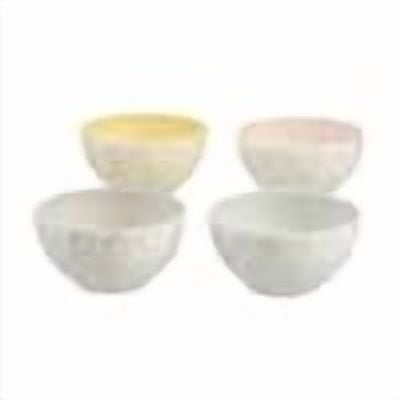Leyla Earthenware Cereal Bowl Set Hand-Decorated Mix Round Bowl Set of 4
