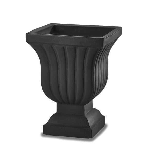 Leyla Double Walled All-Weather Large Urn Planter - 22" (Black)