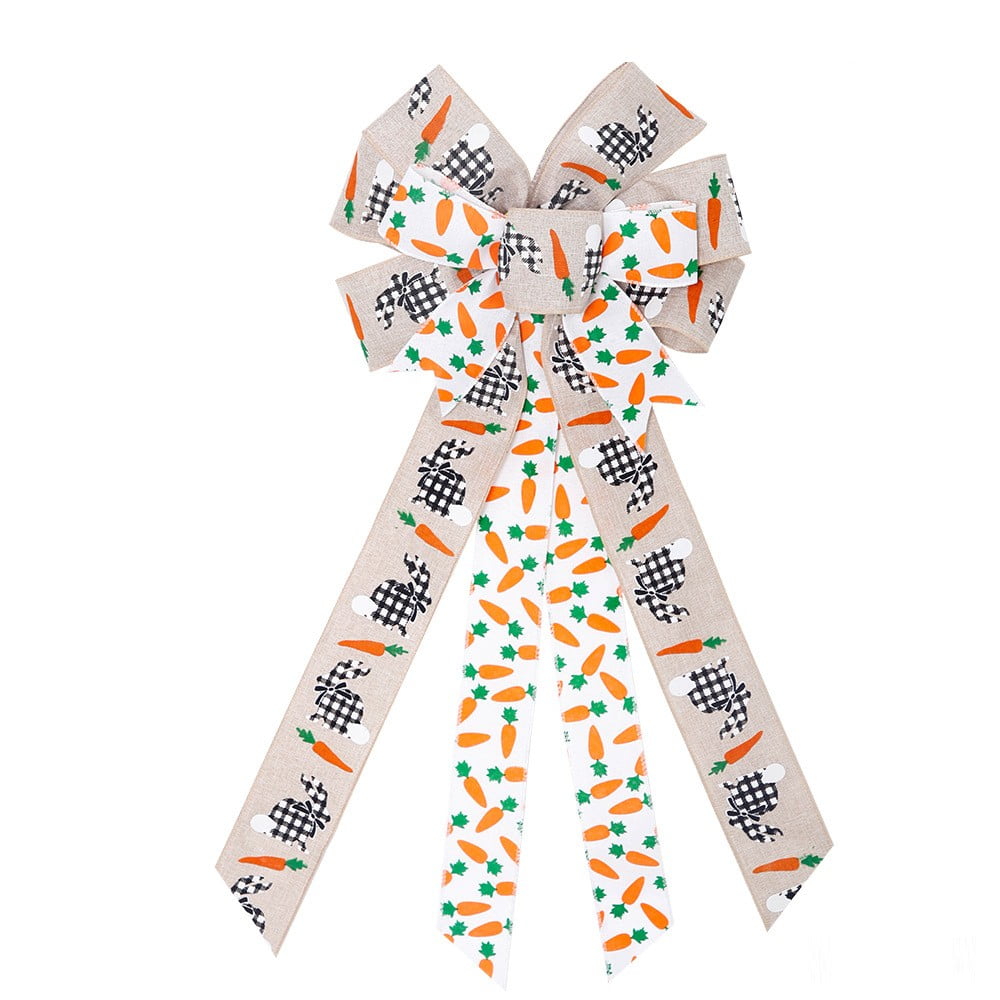 Leylayray Easter Gift Easter Wreath Bow Carrot Bow for Wreath Imitated