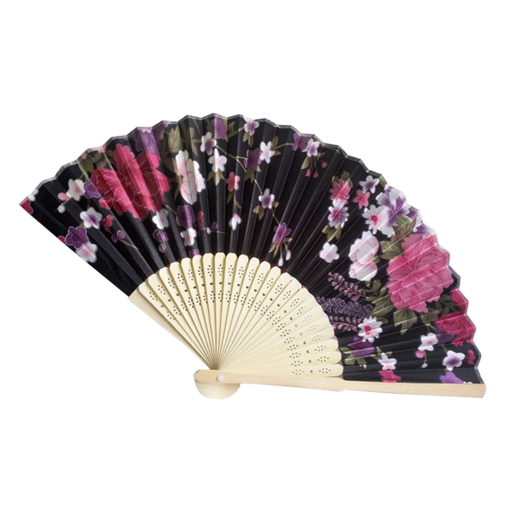 Leylayray Vintage Folding Hand Held Flower Fan Chinese Dance Party