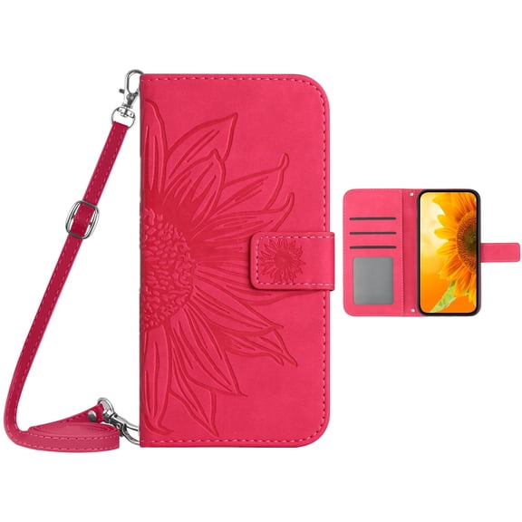 Leymi Case for Samsung Galaxy A27 with Cash Slot, with Shoulder Strap PU Leather Wallet Case Shockproof Protective Back Cover, Rose