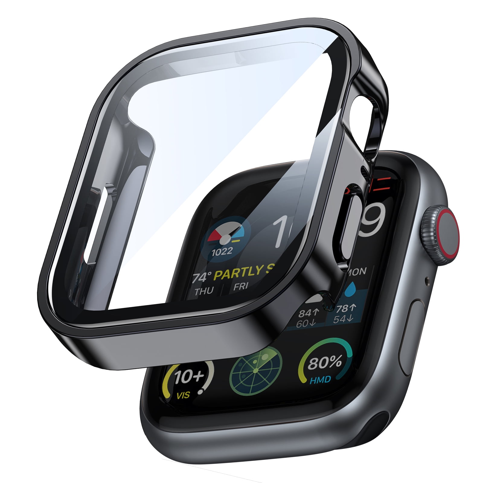 Leymi for iWatch Series 12 42mm Screen Protector Case, Tempered Glass ...