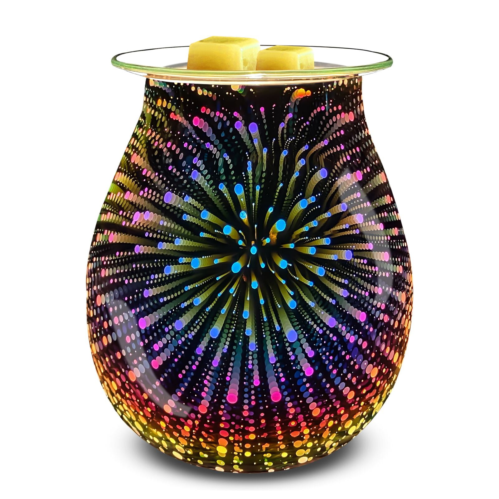 GRNSHTS Electric Wax Melter 3D Fireworks Glass Candle Warmer Wax Burner  Melt Fragrance Warmer Incense Oil Warmer Night Light Aroma Decorative Lamp