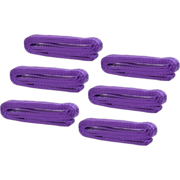 Leyso Pack of 6 Purple 6' x 1" Multifunctional Heavy Duty Lift Sling Web Town Strap with 5" Diameter Reinforced Loops and Wear Guard End