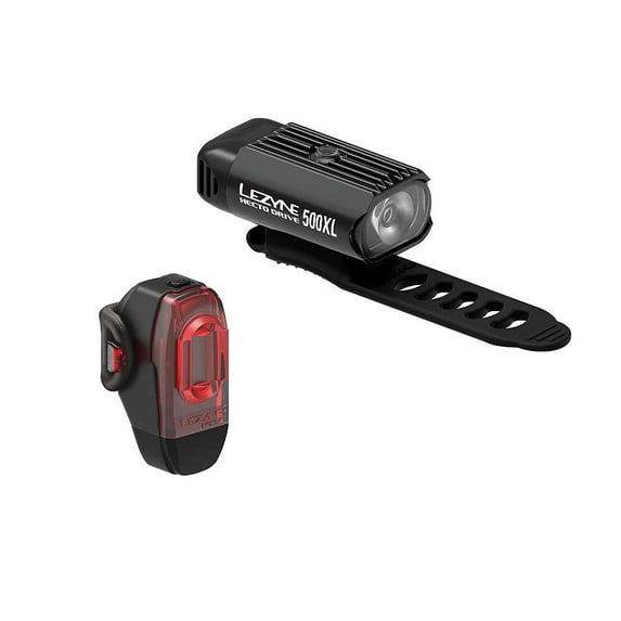 Lezyne Hecto 500XL and KTV Headlight and Taillight Set: Black