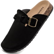 HSBDNZQ Suede Clogs for Women Men Cork Footbed Mules with Arch Support Adjustable Buckle Closed Toe Slip-On Slippers, Comfortable Non-slip Rubber Sole House Sandals for Casual Indoor Outdoor Wear