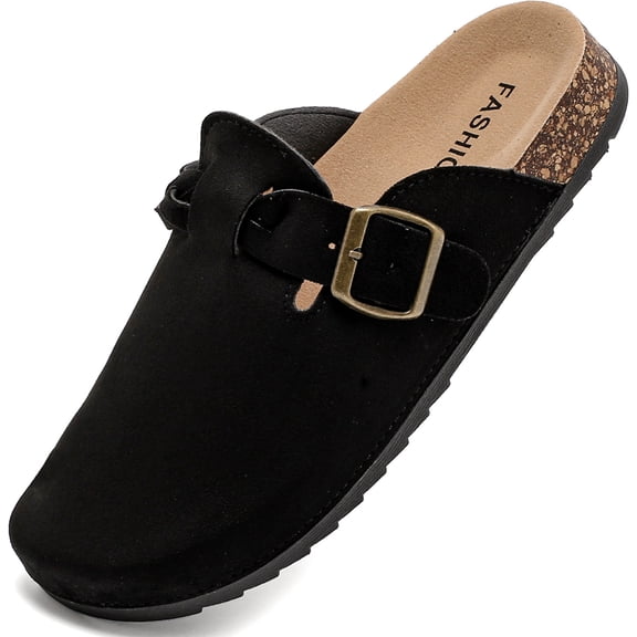 HSBDNZQ Suede Clogs for Women Men Cork Footbed Mules with Arch Support,Adjustable Buckle Closed Toe Slip-On Slippers, Comfortable Non-slip Rubber Sole House Sandals for Casual Indoor Outdoor Wear
