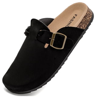HSBDNZQ Women's Suede Clogs Man Cork Footbed Leather Mules,Unisex Slip-On Potato Shoes Arch Support, Adjustable Buckle, Non-Slip Outsole, Comfortable House Sandals for Indoor & Outdoor Wear