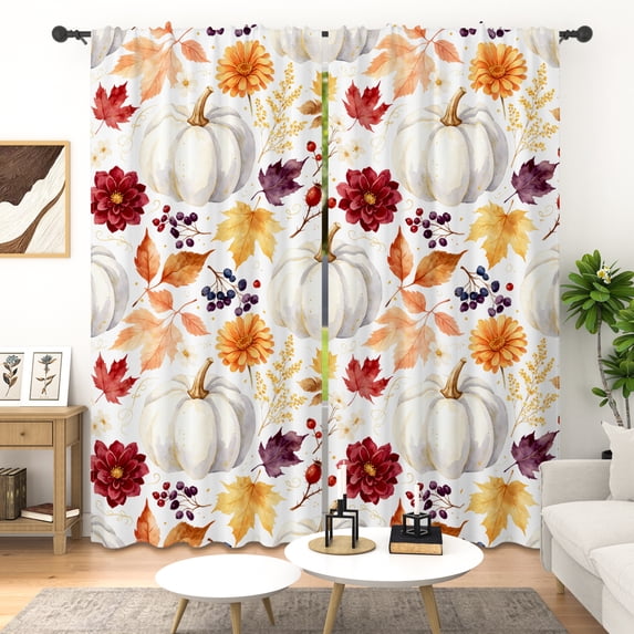 Lfeey Autumn Decor Blackout Curtains for Living Room and Bedroom, Fall Pumpkin Window Curtains, Room Darkening Thermal Insulated,42x63 Inch, 2 Panels