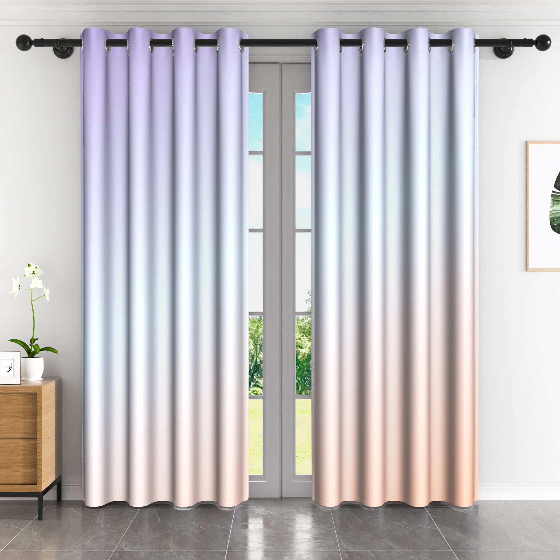 Lfeey Bedroom Living Room Purple Gradient Blackout Curtains, 2 Piece Set 42x84 Inches