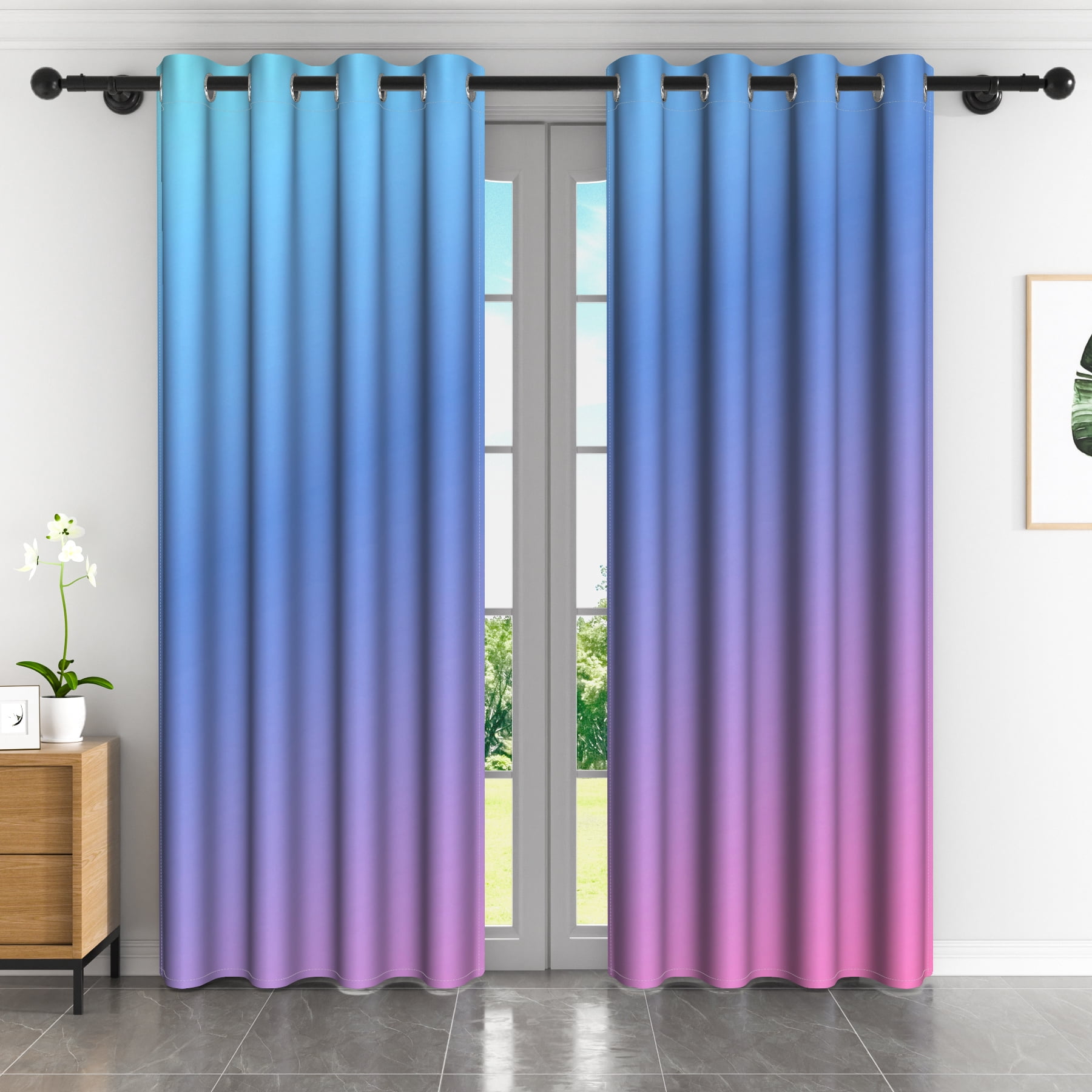 Lfeey Bedroom Living Room Room Darkening Blackout Curtains 63 Inches Long, Purple, 2 Panels
