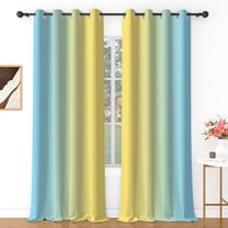 Lfeey Blackout Curtain for Living Room 63 inch Length, Light Blue Yellow Gradient Curtain, 2 Panels