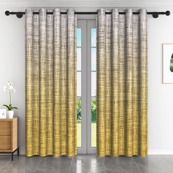 Lfeey Blackout Curtains Color Blocking, Room Darkening for Bedroom Grommet Curtains, White, 52x96 inches, 2 panels