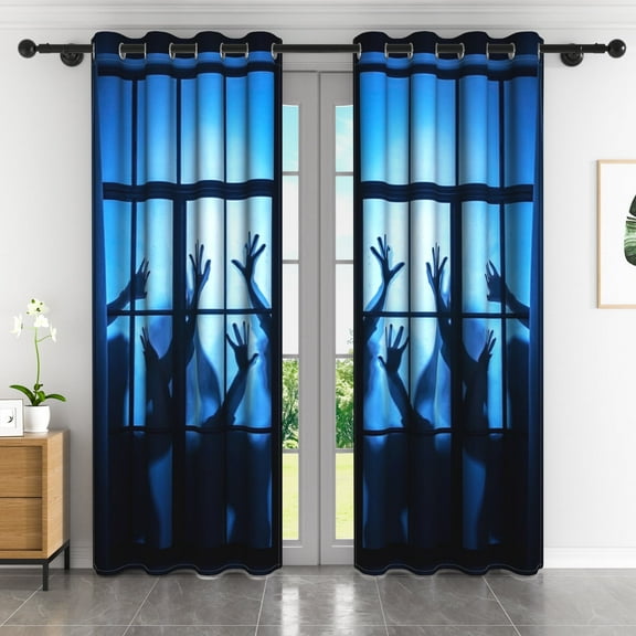 Lfeey Blackout Curtains, Halloween Horror Window View for Room Decor, 2 Panels, 42x63 inches