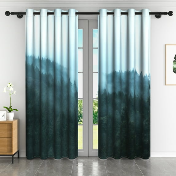 Lfeey Blackout Curtains, Living Room Window Blackout Grommet Curtains, Mountain View, 42x108 Inches, Set of 2