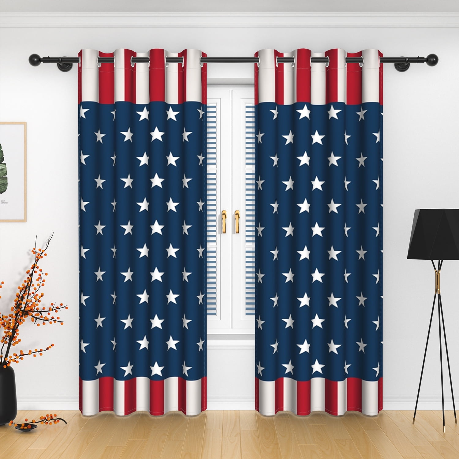 Lfeey Blackout Curtains, Room Darkening, Red and Blue, 42x63 inches, 2