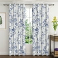 thumbnail image 1 of Lfeey Blackout Curtains, Thermal Insulated Noise Reducing Grommet Top Window Drapes, Blue Watercolor, 84 inch long,2 Pcs, 1 of 5