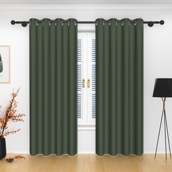 Lfeey Blackout Curtains for Bedroom, Set of 2 Panels, 52 x 84 inches, Dark Green