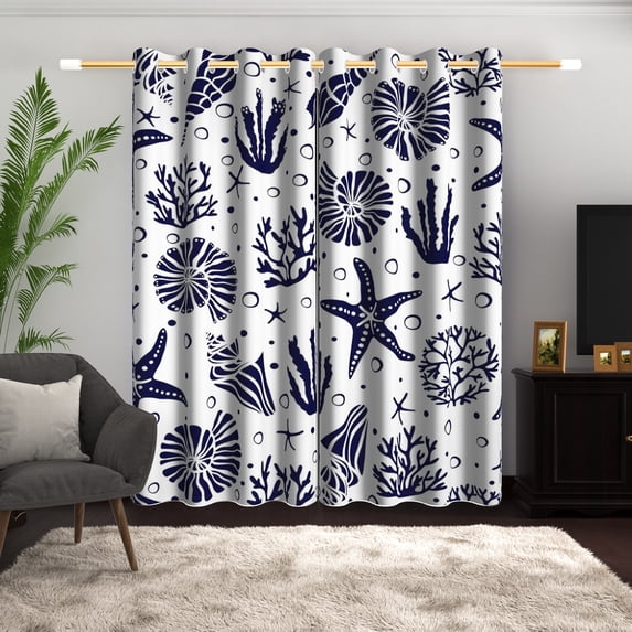Lfeey Blackout Curtains for Children's Bedroom, Room Darkening, Ocean Theme, 2 Panels, 42x72 inches