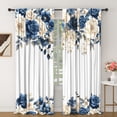 thumbnail image 1 of Lfeey Blue Flower White Blackout Curtains for Bedroom Living Room, Rod Pocket Design Room Light Blocking Curtain, 42x72 inch, 2 Panels, 1 of 6