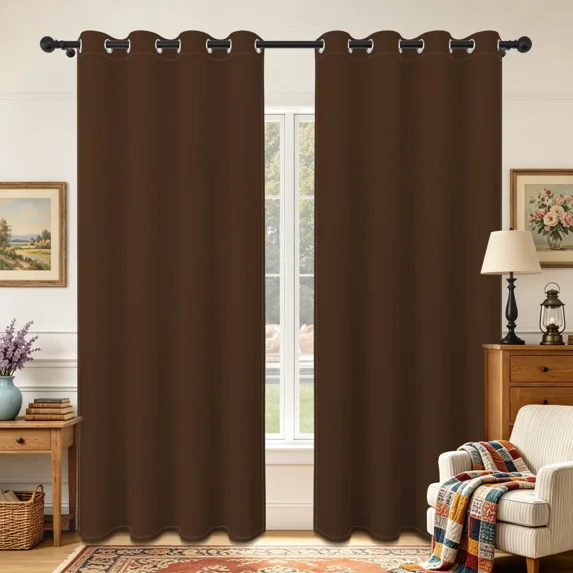 Lfeey Brown Room Darkening Curtains 42x63 Inch, Blackout Curtains for Bedroom Living Room, 2 Panels