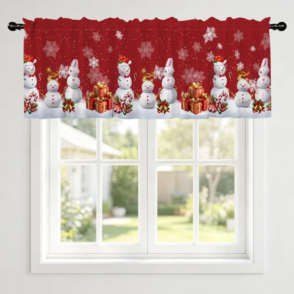 Lfeey Christmas Snowman Valance Curtains for Living Room Kitchen Windows, 54x18 Inch, Rod Pocket