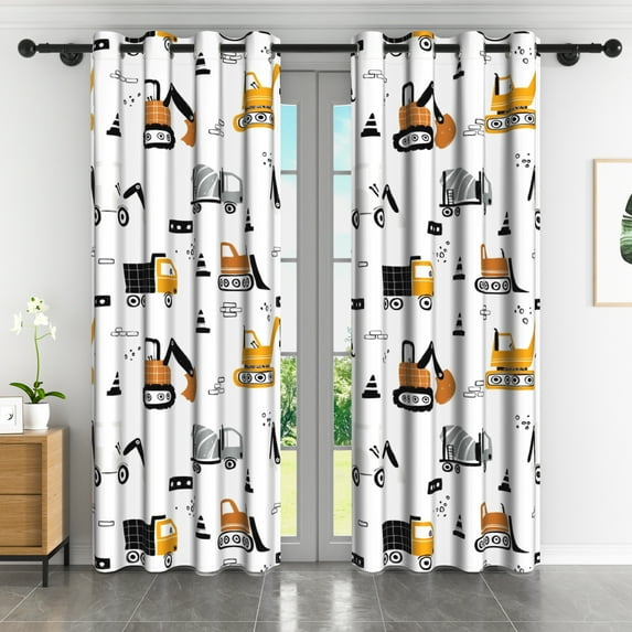 Lfeey Colorful Truck Cartoon Kids Room Blackout Curtains for Bedroom Insulated Grommet Curtains, 52x84 inch, 2 Panels