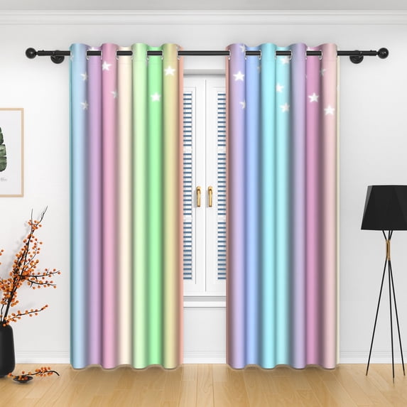 Lfeey Curtains 84 inch Length 2 Panel Set, Room Darkening, Mix Color