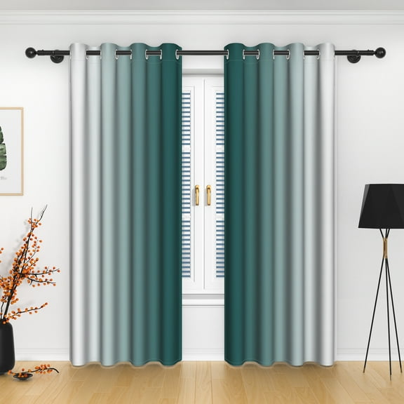 Lfeey Dark Green Gray Blackout Curtains, 2-Pack, Room Darkening Curtains, Ombre Gray, 42" W x 84" L