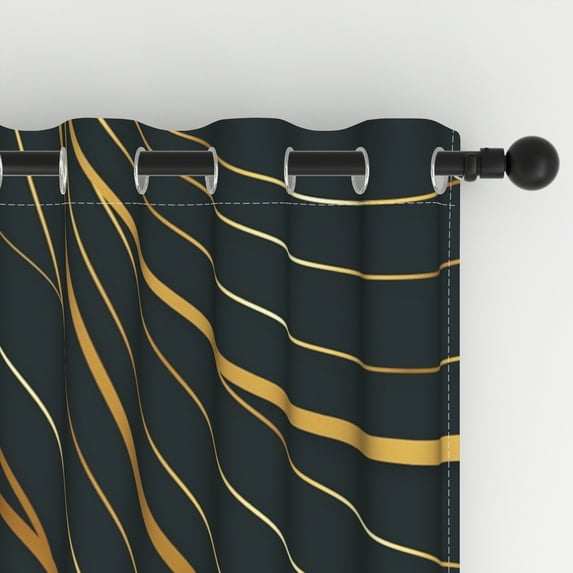 Lfeey Diamond Foil Printed Curtains for Room Darkening Sole Ring Curtains, Gold Line, Multiple Sizes, 42x63 inch, 2 Panels