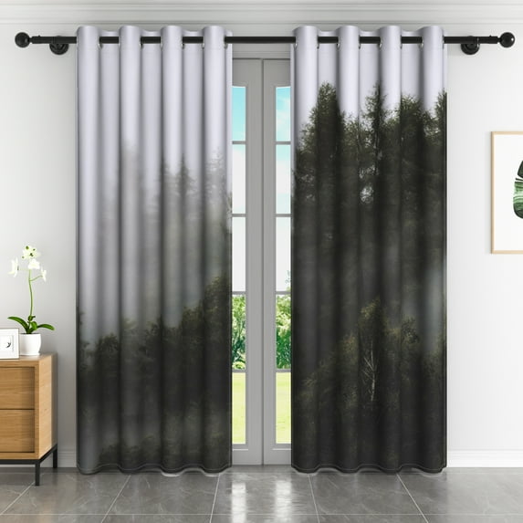 Lfeey Forest Blackout Curtains for Room, Darkening Curtains for Bedroom, Black, 42x63 inches, 2 Panel