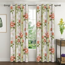 Lfeey Green Watercolor Floral Blackout Curtains, Thermal Insulated Living Room Window Drapes, 84 inch long, 2 Panel Set, Grommet Top