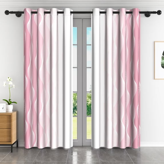 Lfeey Grommet Blackout Curtains for Bedroom Living Room, Pink White Abstract Texture, 42x63 inch, 2 Panel