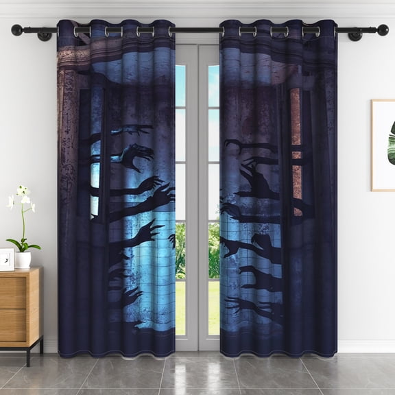 Lfeey Halloween Curtains, Ghostly Scary Theme, 2 Panels, Room Darkening for Living Room Decorative Blackout Curtains, 42"x72"