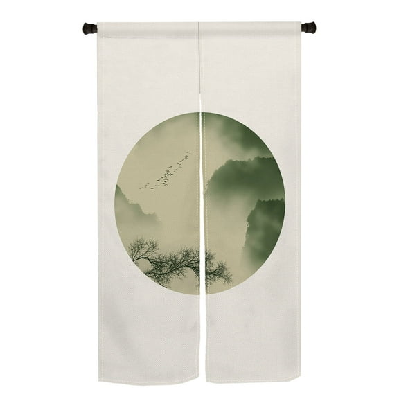 Lfeey Japanese Round Noren Door Curtain Tapestry Kitchen Tavern Ukiyo-e Restaurant Partition Door Curtain 33.5x59 in
