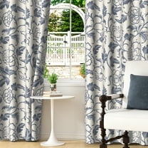Lfeey Living Room Blackout Curtains Gray Floral Print Bedroom Insulated Curtains, 42x63 Inches, 2 Panels