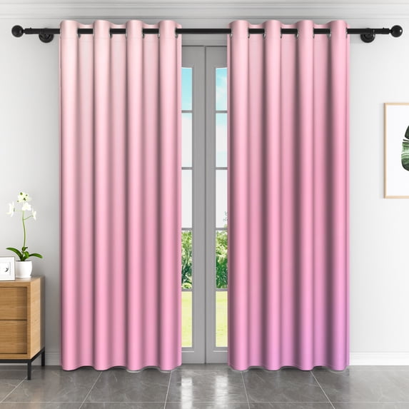 Lfeey Pink Gradient Curtains for Girl Room Grommet Curtains, 52x96 Inches, 2 Panels