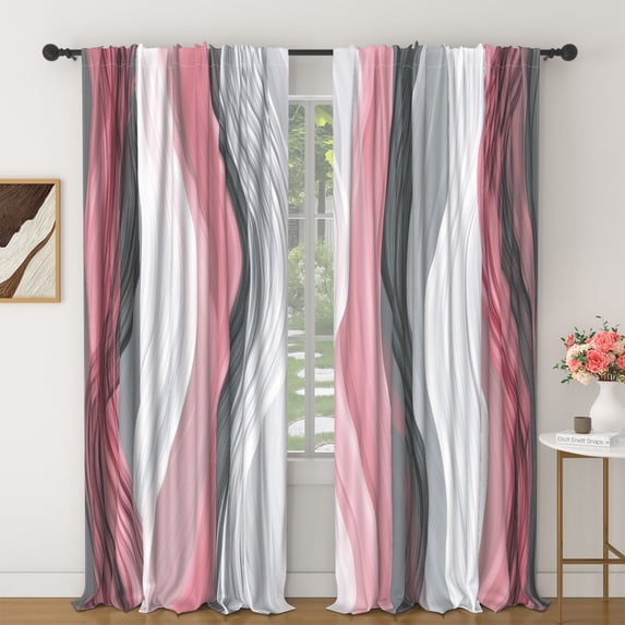 Lfeey Pink Gray Abstract Blackout Curtains for Bedroom and Living Room, Window Treatment Drapes 63 Inch Long, 2 Panels