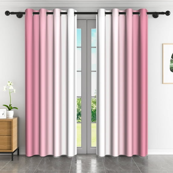 Lfeey Pink to White Gradient Bedroom Blackout Curtains, 42x108 inch, 2 Panels Set
