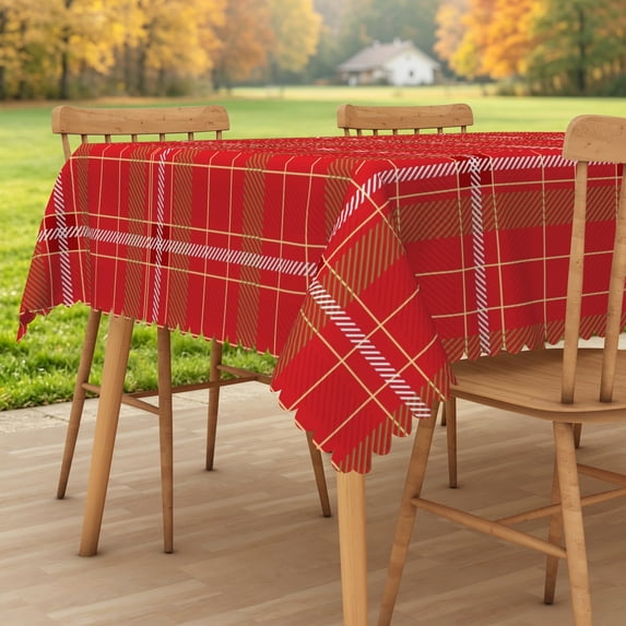Lfeey Red Buffalo Plaid Rectangle Tablecloth 36x55 Inch, Waterproof Washable Polyester Dining Table Christmas Decor