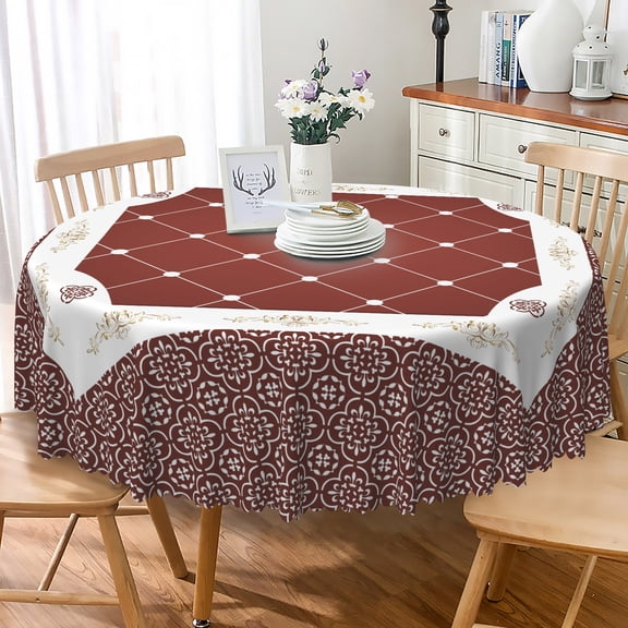 Lfeey Red Deluxe Blue Round Tablecloth, Picnic Camping, Indoor and Outdoor Tablecloths 60 in Round