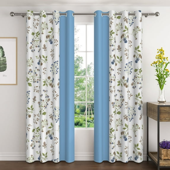 Lfeey Red Floral Blackout Curtains 63 inches long, Room Grommet Curtain, 2 Panels
