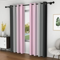 Lfeey Room Darkening Blackout Curtains, Black Pink Ombre Color Light Blocking Grommet Curtains, 42x63 Inch, 2 Panels