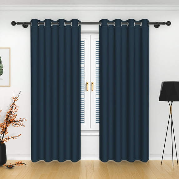 Lfeey Room Darkening Blackout Curtains, W52 x L84 inch, 2 Panels Set, Navy Blue