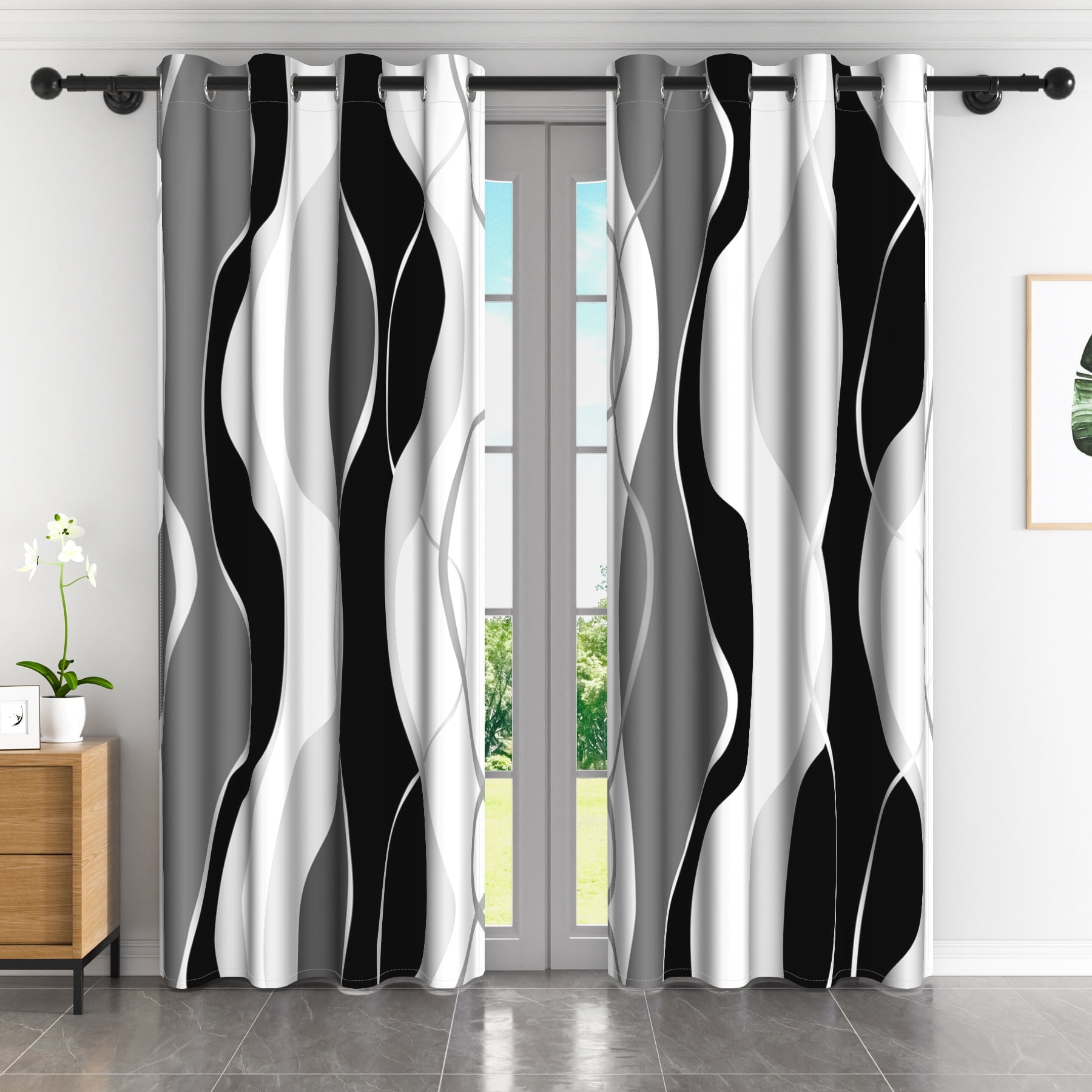 Lfeey Room Darkening Curtains, Blackout Curtains 84 inch Long 2 Panels Set, Black out for Dining Room Windows