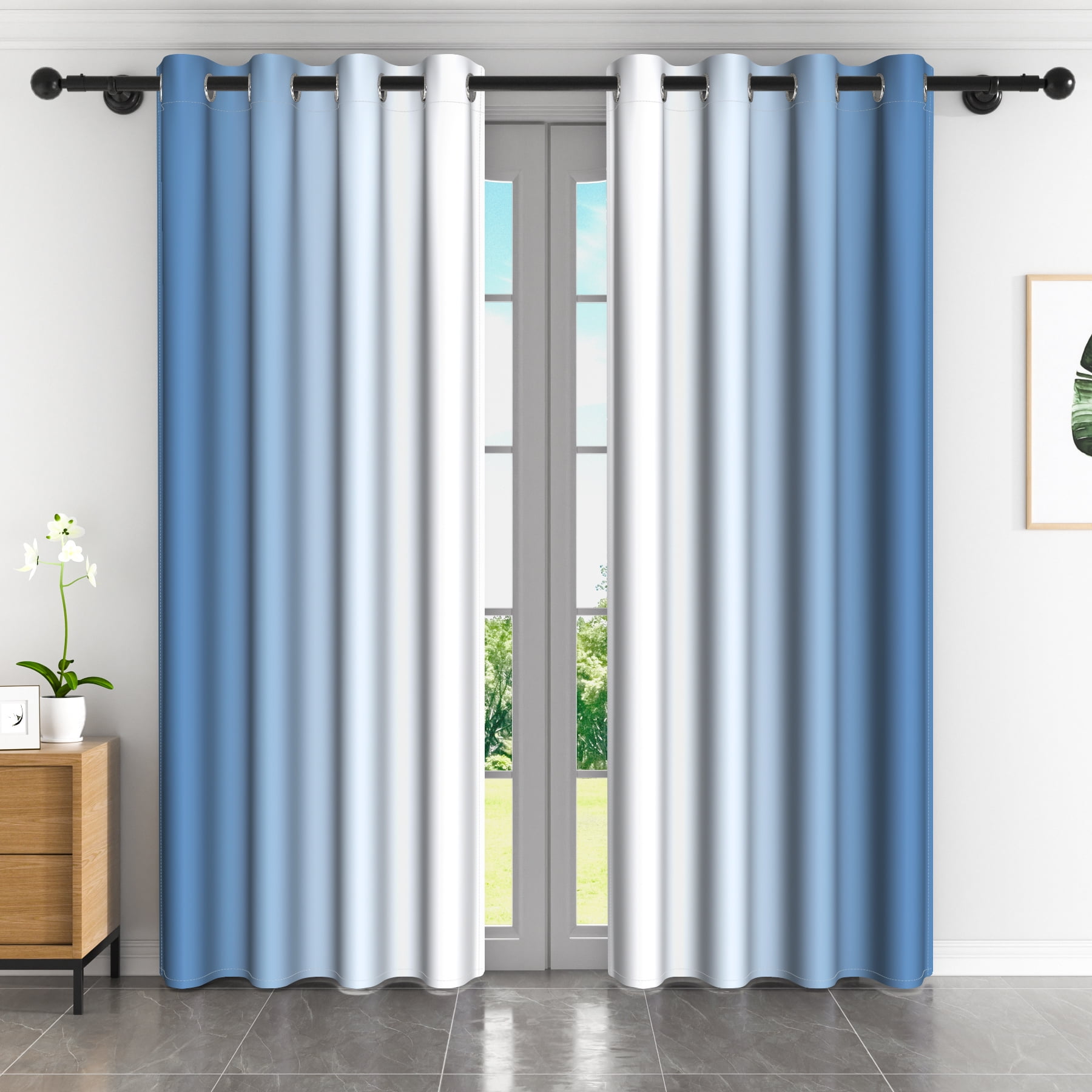 Lfeey Room Darkening Curtains, Grommet Top for Living Room, Light Blue, 42x72 inch, 2 Panels